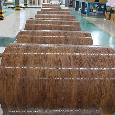 JIS SUS Galvanized Ppgi Steel Coil Zinc Coated Wood Printed Paint 0.18 - 1.5mm